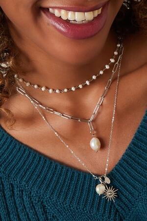 Collar grueso con perla Plata Acero inoxidable h5 Imagen3